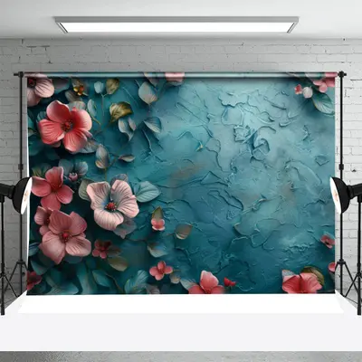 Blue Pink Flowers Uneven Photography Cloth Backdrop - Aperturee