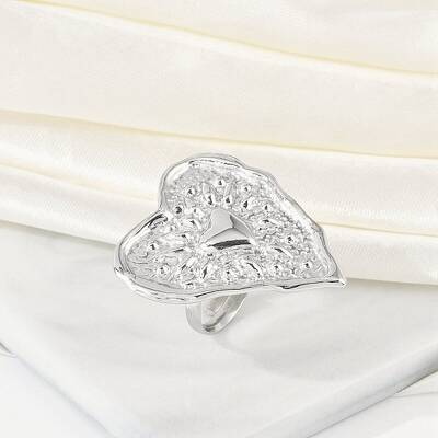 Anti-Tarnish 304 Stainless Steel Heart Open Cuff Rings
