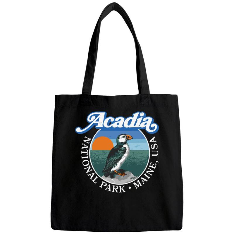 Retro Acadia National Park Vintage Maine Puffin Bags