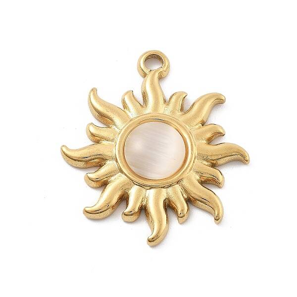 304 Stainless Steel Pave Natural Stone Pendants