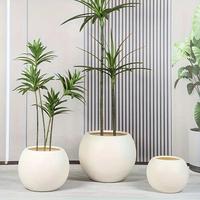 Round Plastic Flower Pot, Modern Plant Pot for Indoor and Outdoor Use, Spherical Faux Rock Plant Pot for Artificial Plant Dec...
