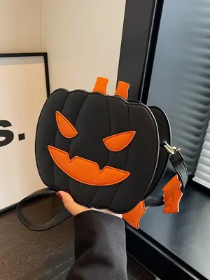 Women's Halloween Themed Pu Leather Crossbody Bag, Fashionable Pumpkin Design Shoulder Bag, Cute Accessories As Work Bag for ...
