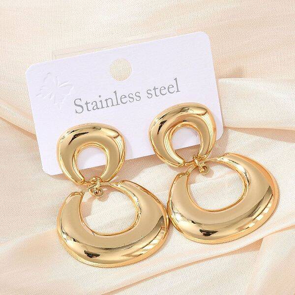 Ring 304 Stainless Steel Dangle Stud Earrings