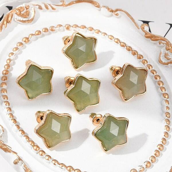 Natural Green Aventurine Stud Earrings