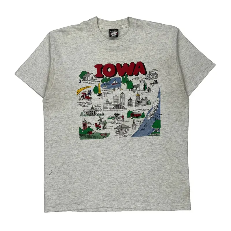 Iowa Screen Stars Graphic T-Shirt - XL Grey Cotton Blend