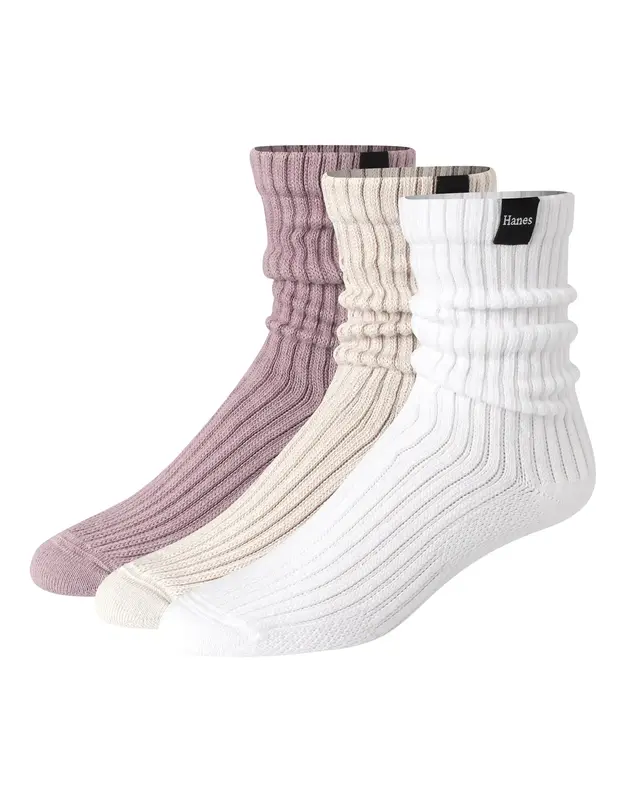 Hanes Originals Supersoft Slouch Crew Socks 3-pairs Underwear Multi Pack Comfortable Fit Soft Stretch Fabric Breathable Hm2g8...