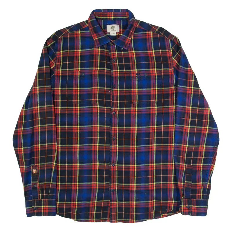 TIMBERLAND Mens Shirt Blue Plaid Long Sleeve XL