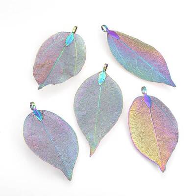 Electroplated Natural Leaf Big Pendants