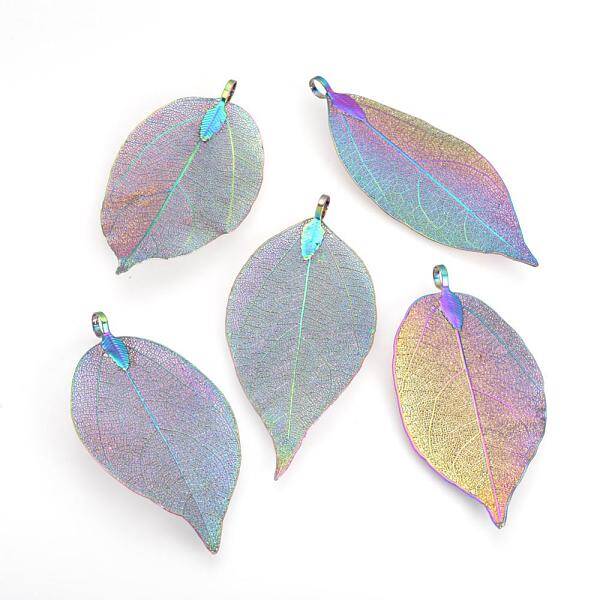 Electroplated Natural Leaf Big Pendants
