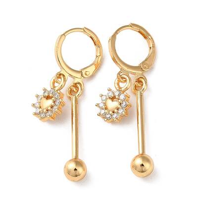 Rhinestone Sun with Heart Leverback Earrings