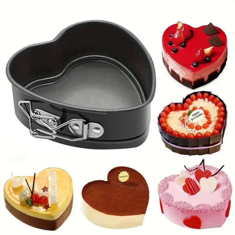 Heart Shaped Baking Mold with Removable Bottom, Stainless Steel Non-stick Cake Mold, Cooking Tools, Kitchen Baking Accessorie...