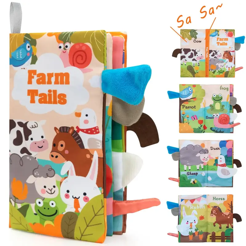 Baby Early Education Interactive Crinkle Cloth Book, 1 Count 3D Cartoon Animal Design Sensory Toys for Infants & Children, In...