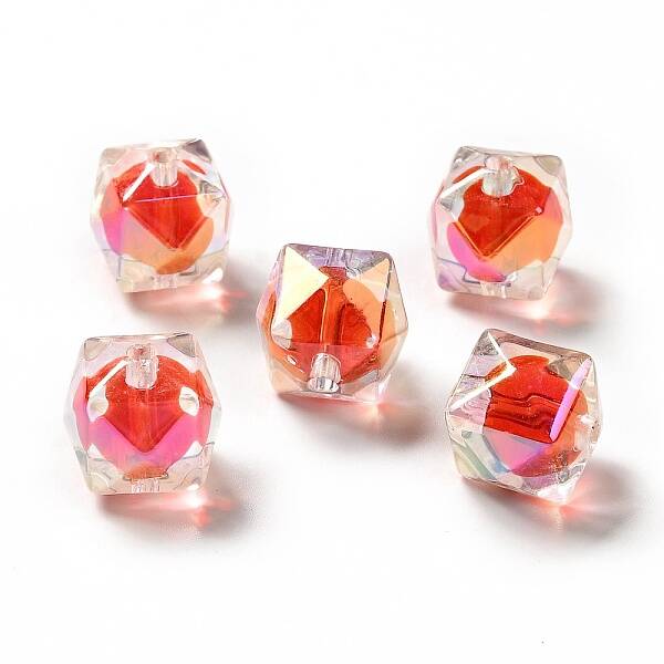 Two Tone UV Plating Rainbow Iridescent Acrylic Beads