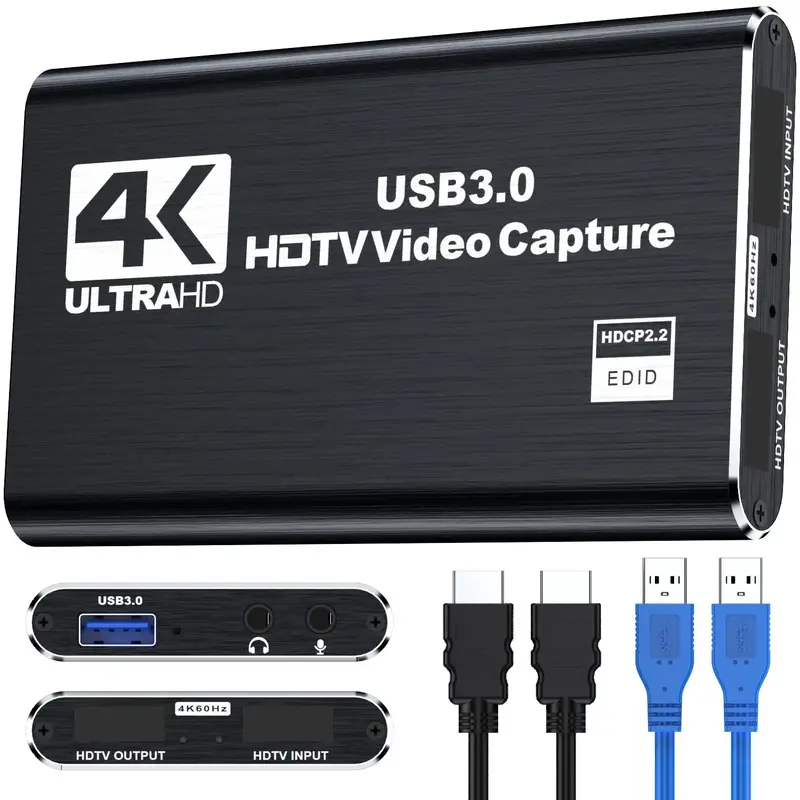 4K HDMI Capture Card for Streaming, 1 Count Full HD 1080P 60FPS USB Cam Link Game Audio Video Capture Card, Peripherals & Ac...
