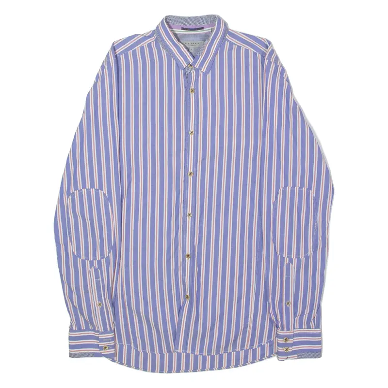 TED BAKER Mens Shirt Blue Striped Long Sleeve M
