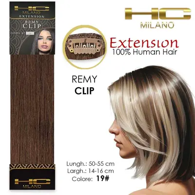 Hc milano natural hair 3 clips 1 strip remy width 14-16cm length 55cm col.19