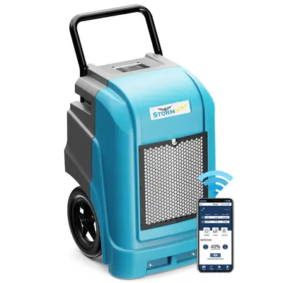 AlorAir® Storm Ultra | 190 Pints Smart Wi-Fi Large Capacity Industrial Dehumidifier for Basements, Garages & Job Sites - Blu...