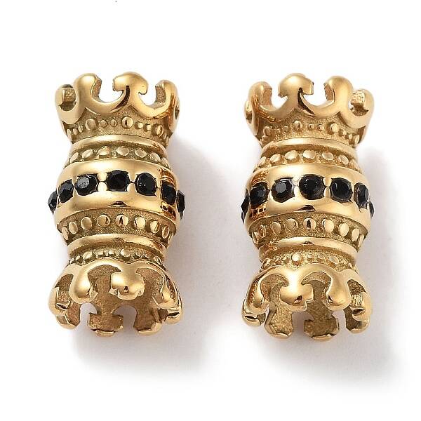 Ion Plating(IP) 304 Stainless Steel & Clear Cubic Zirconia Beads