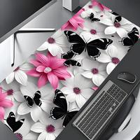 Floral & Butterfly Pattern Mouse Pad, Rectangle Mouse Pad, Non-slip Rubber Pad, Desktop Decoration Pad for Office, Laptop, De...