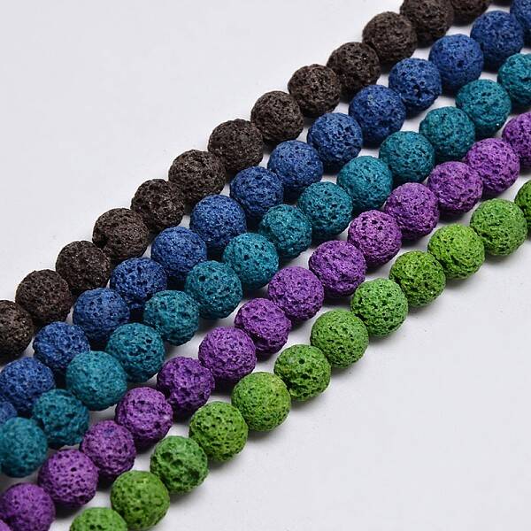 Natural Lava Rock Round Bead Strands