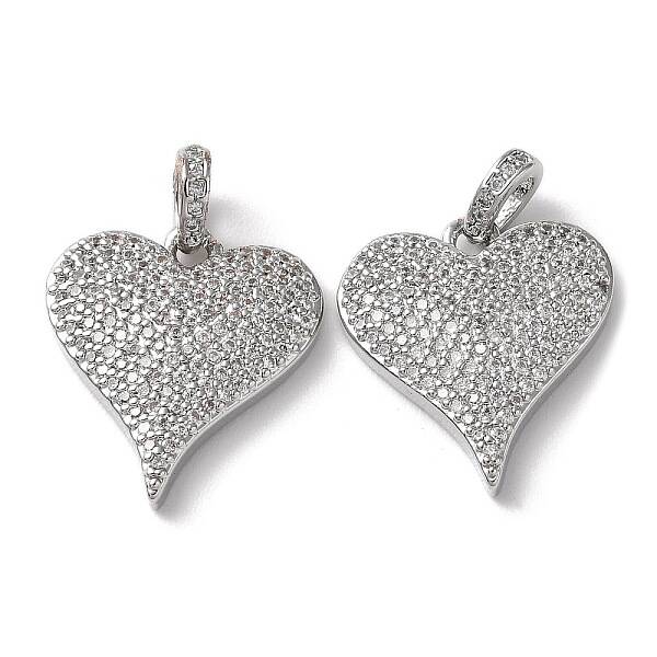Rack Plating Clear Brass Micro Pave Cubic Zirconia Pendants