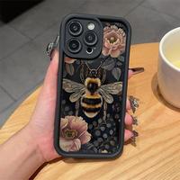 Flower & Bee Pattern Phone Case, Anti-drop Cellphone Protective Case, Total Protective Shockproof Mobile Phone Cover for iPho...