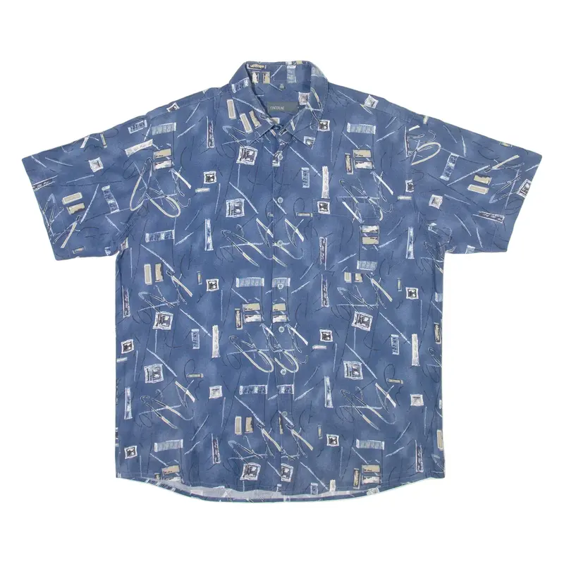 CENTERLINE Mens Shirt Blue Crazy Pattern XL