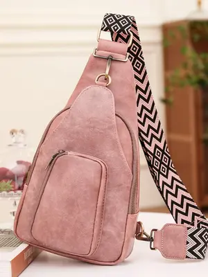 Women's Casual Solid Color Zipper Fanny Pack, Simple Large Capacity Shoulder Bag for Daily Used & Work, Minimalist Style Mult...