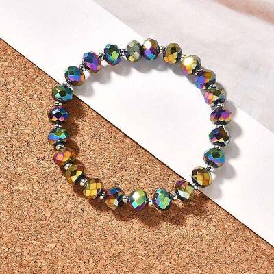 Electroplate Glass Stretch Bracelets