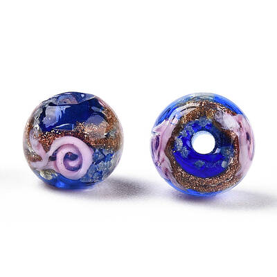 Luminous Handmade Gold Sand Lampwork Beads