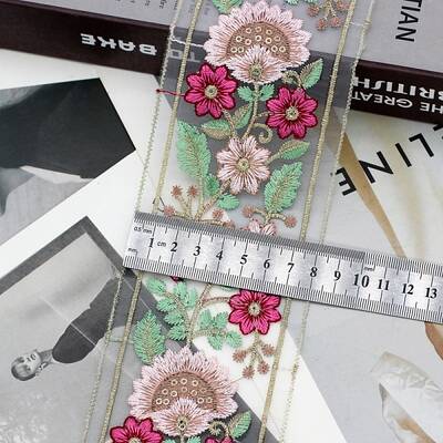 10 Yards Polyester Embroidery Flower Ribbon
