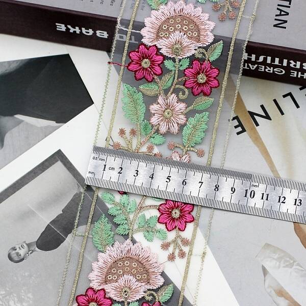 10 Yards Polyester Embroidery Flower Ribbon