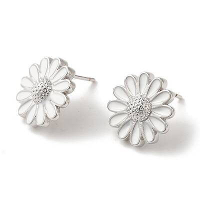 Rack Plating Brass Enamel Stud Earrings