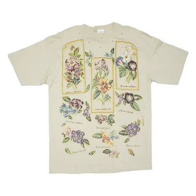 Floral Womens T-Shirt Beige L