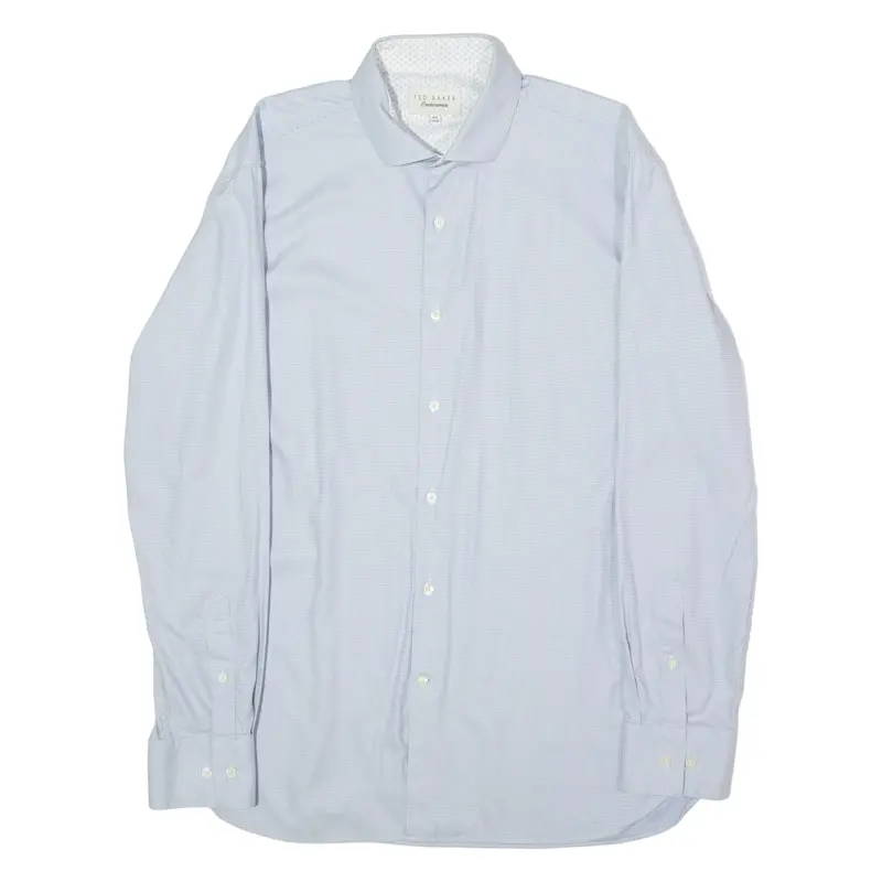 TED BAKER Mens Shirt Blue Spotted Long Sleeve XL