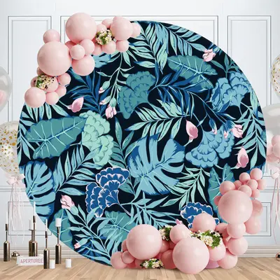 Aperturee Nature Pink Floral Round Birthday Party Backdrop | Circle Party Backdrop | Round Backdrop For Birthday Party | Roun...