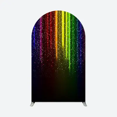 Aperturee Colorful Lines Sparkle Rainbow Black Arch Backdrop | Chiara Wall Backdrop Diy | Round Arch Backdrop Cover | Custom ...