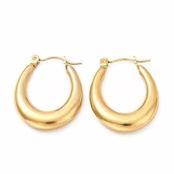 Ion Plating(IP) 304 Stainless Steel Chunky Oval Hoop Earrings for Women
