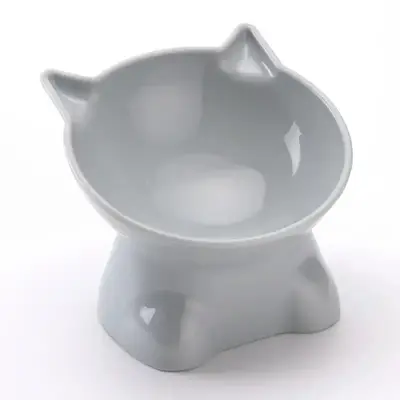 Cervical Spine Protection High Foot Slanted Mouth Cat Feeding Bowl, Solid Color Cute Cartoon Design Cat Food Bowl, Pet Feedin...