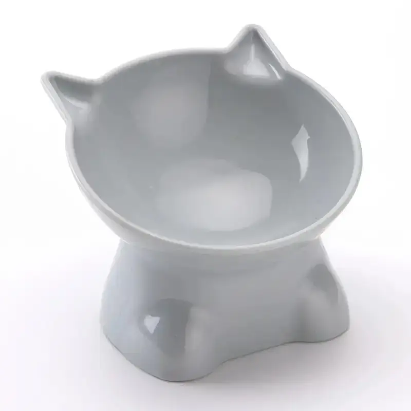 Cervical Spine Protection High Foot Slanted Mouth Cat Feeding Bowl, Solid Color Cute Cartoon Design Cat Food Bowl, Pet Feedin...