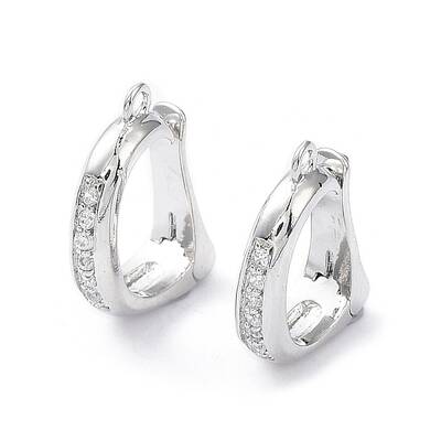 Rack Plating Brass Micro Pave Clear Cubic Zirconia Fold Over Clasps