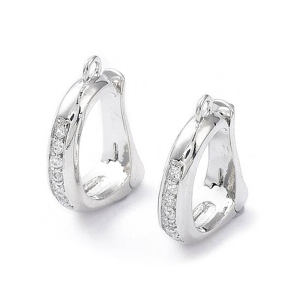 Rack Plating Brass Micro Pave Clear Cubic Zirconia Fold Over Clasps