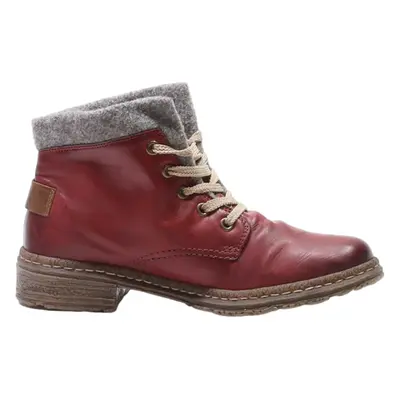 RIEKER Lace-Up Boots Maroon Leather Womens UK 4