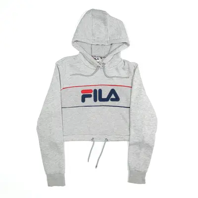 FILA Crop Hoodie Grey Pullover Womens S