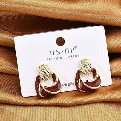 Brass Enamel Stud Earrings