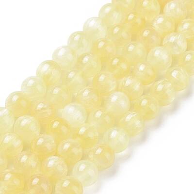 Electroplated Natural Yellow Selenite Beads Strands