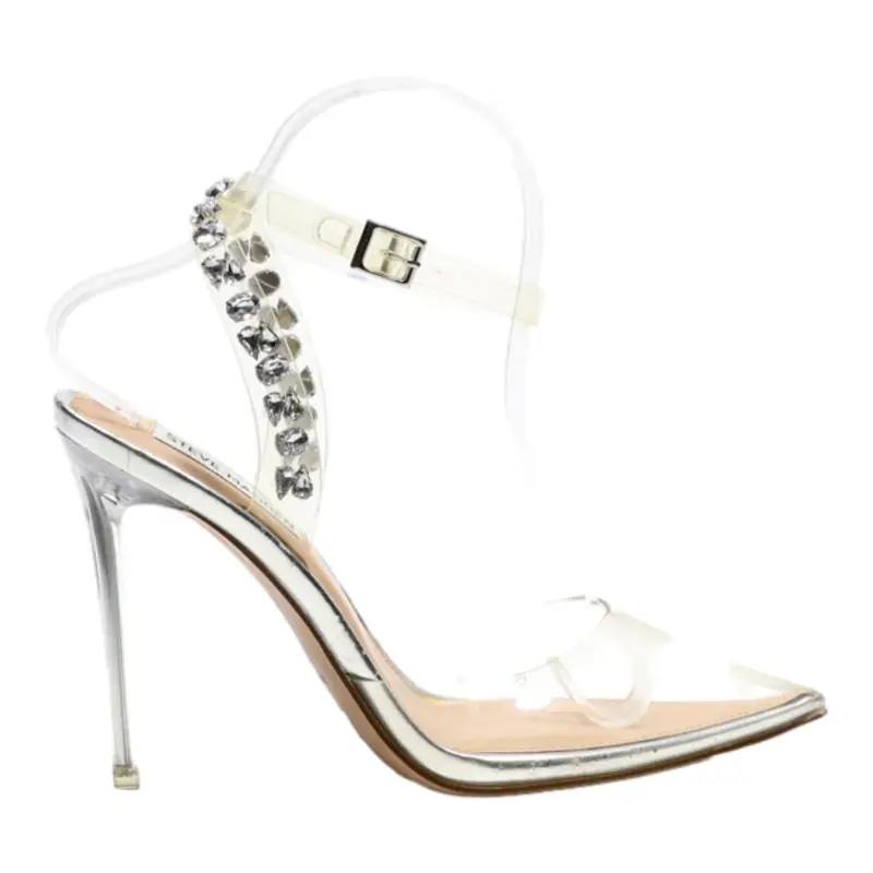STEVE MADDEN Strappy Heels Silver Synthetic Womens UK 5