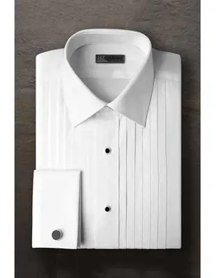 Vincent Regular Fit Pleated Laydown Tuxedo Shirt With Frenched Cuffed Ted Baker Brand White