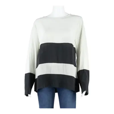 TOMMY HILFIGER Womens Printed Blouse Black Long Sleeve Silk Striped M