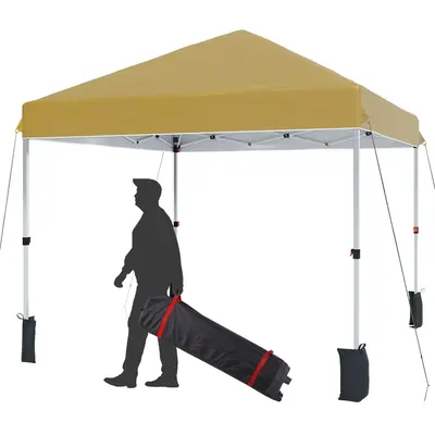 Garvee 10'x10' Instant Pop-Up Canopy Tent - One-Person Setup, Commercial Outdoor Tent with 1-Button Push, Wheeled Bag, 4 Sand...